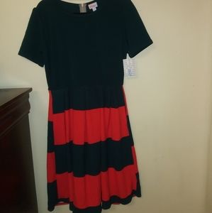 LulaRoe Green & Red Amelia Classic Dress XL